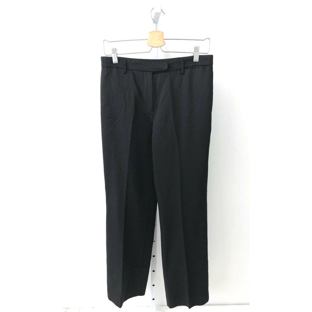ULTRA OZBEK Italy 44 US 10 Woven Striped Dress Pants Pinstripe Trousers Black